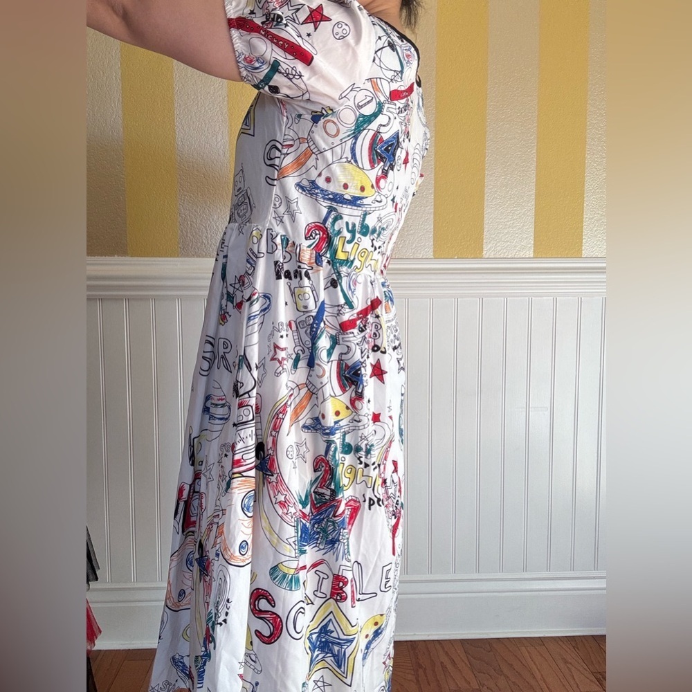Colorful Robot Print Midi Dress - Picture 9 of 9